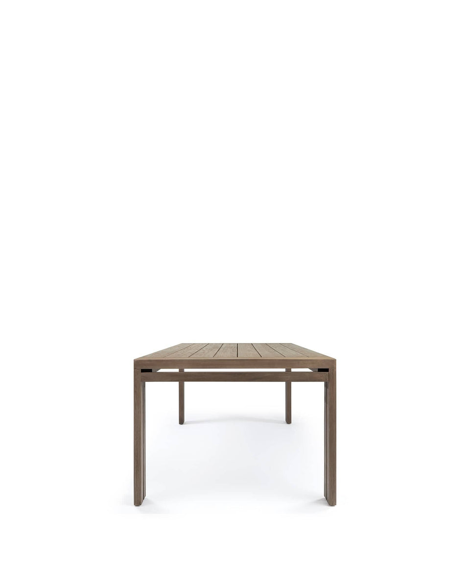 Lusso Outdoor Dining Table, Weathered Teak with White Cushion ...