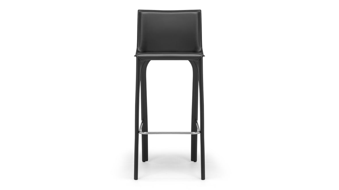 Domus - Domus Bar Stool, Jet Black Leather