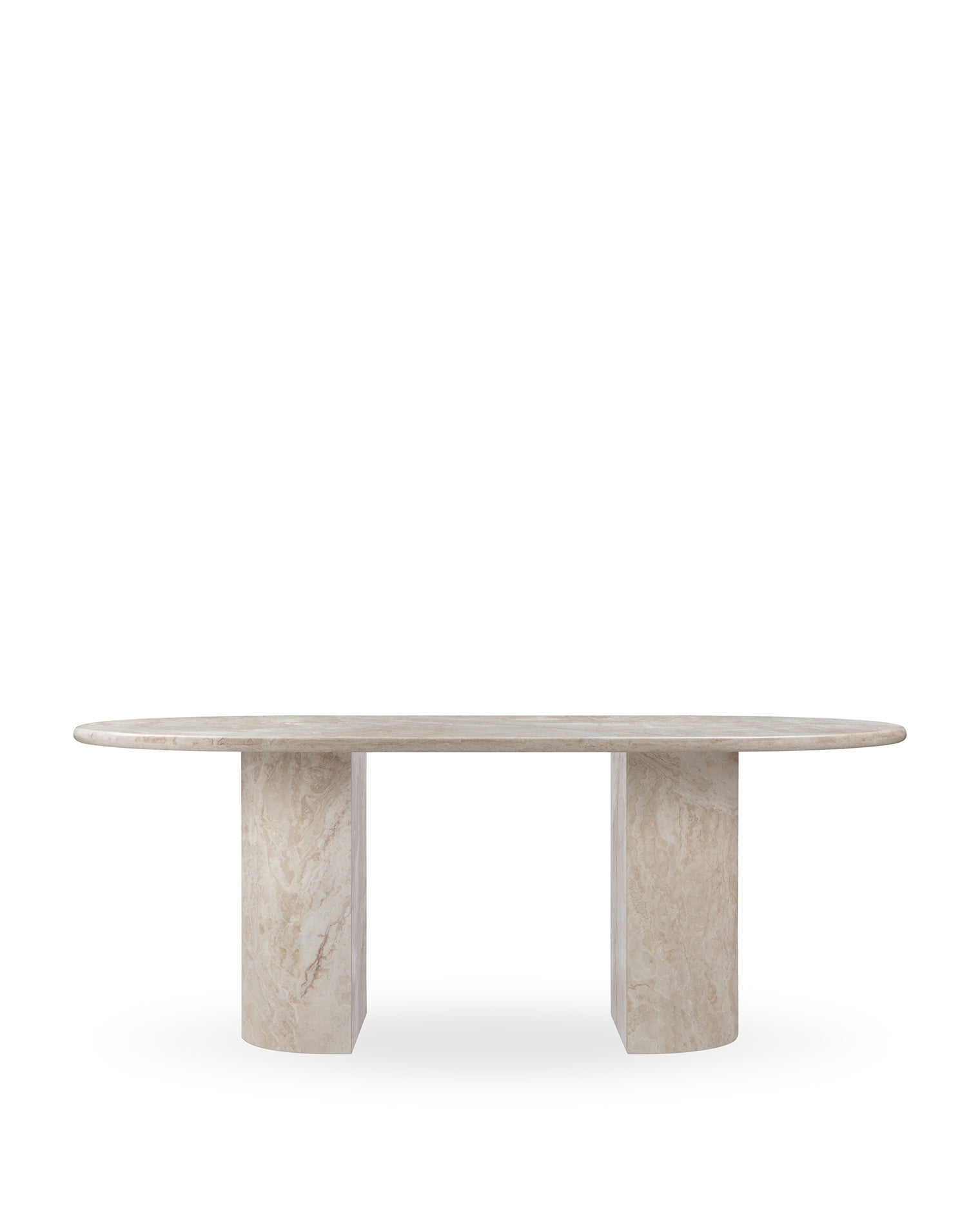Dante Oval Dining Table, White Travertine, 77in (TEST)