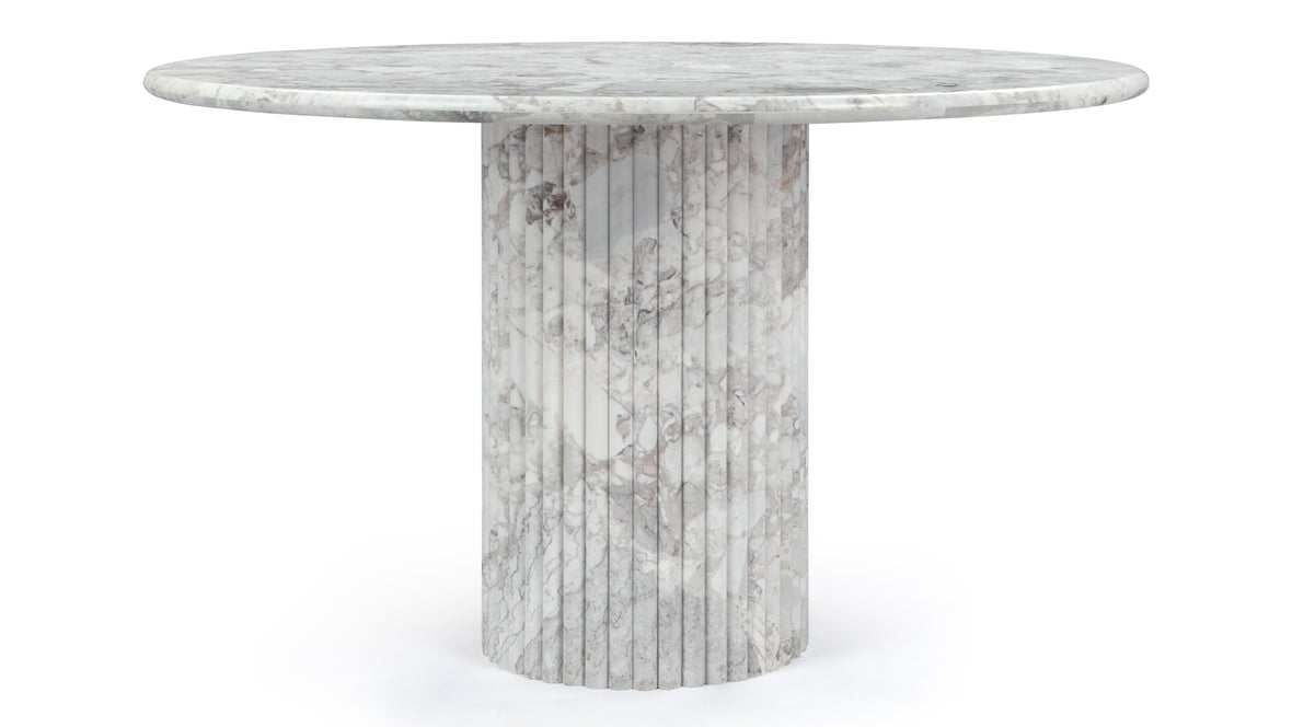 Saturn - Saturn Round Pedestal Dining Table, Orso Grigio Marble, 47in