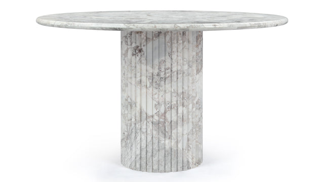 Saturn - Saturn Round Pedestal Dining Table, Orso Grigio Marble, 47in