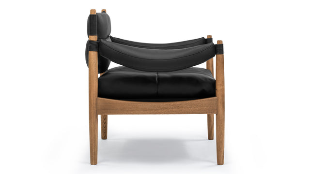 Modus - Modus Lounge Chair, Black Vegan Leather and Walnut Stain