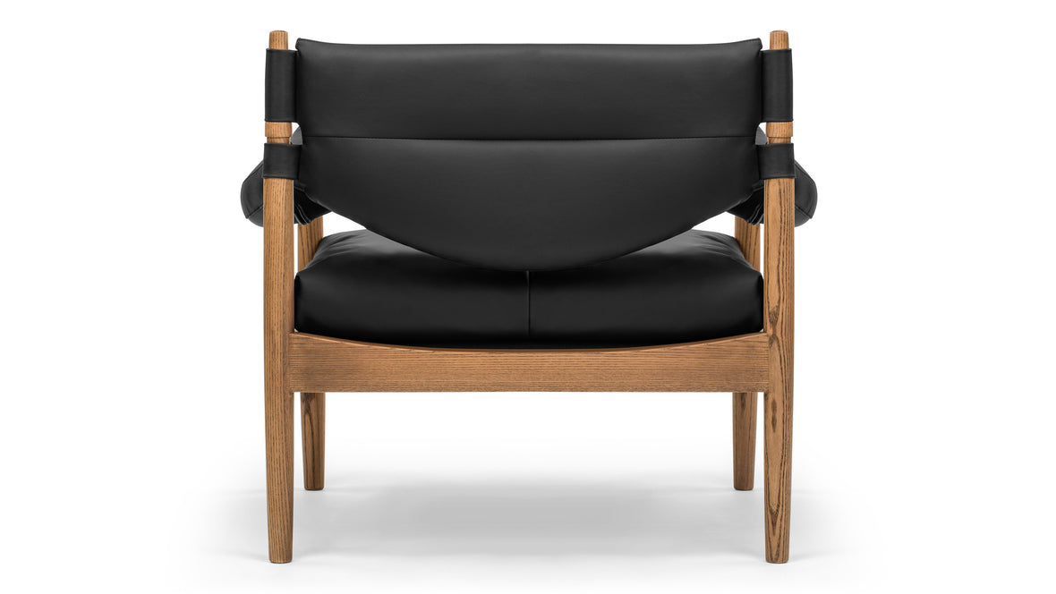 Modus - Modus Lounge Chair, Black Vegan Leather and Walnut Stain