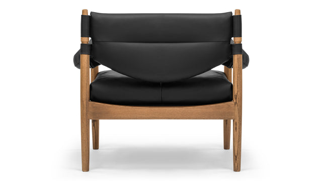 Modus - Modus Lounge Chair, Black Vegan Leather and Walnut Stain