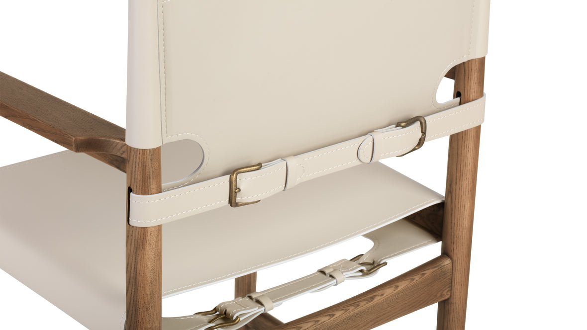 Aksel - Aksel Armchair, Coconut Cream Vegan Leather and Walnut Stain