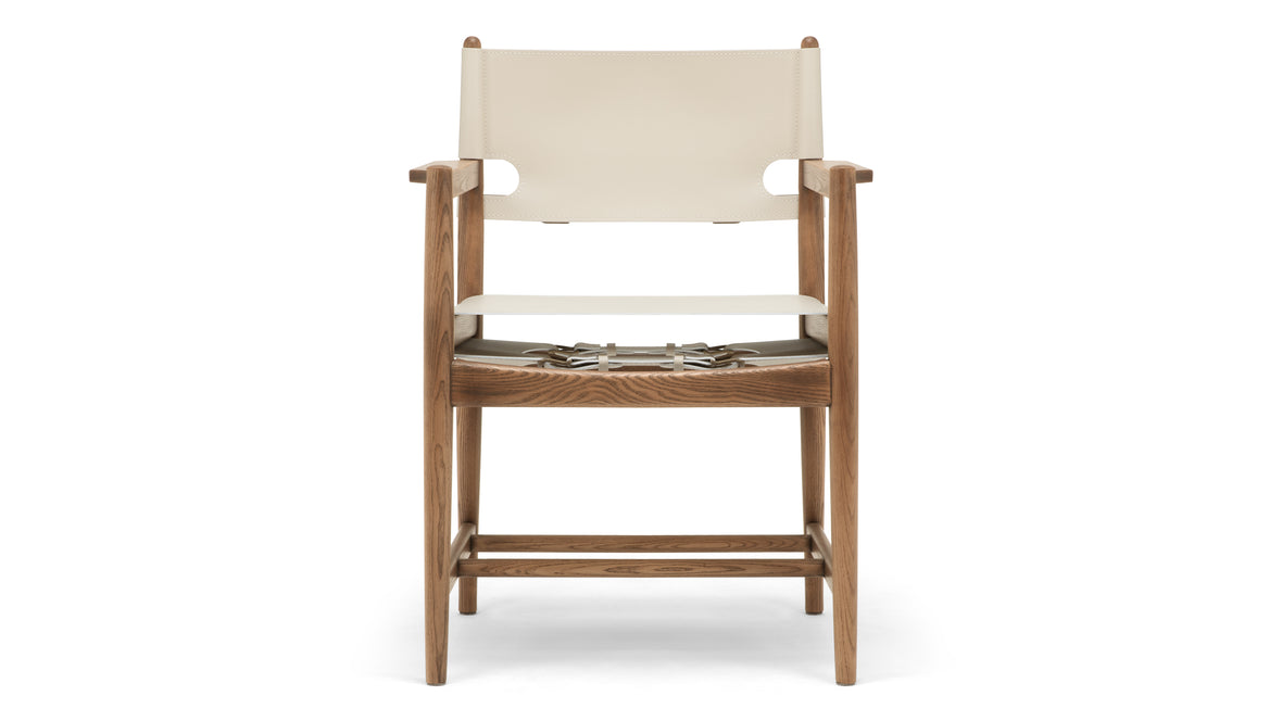 Aksel - Aksel Armchair, Coconut Cream Vegan Leather and Walnut Stain