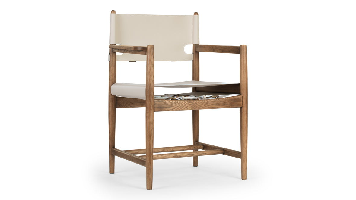 Aksel - Aksel Armchair, Coconut Cream Vegan Leather and Walnut Stain