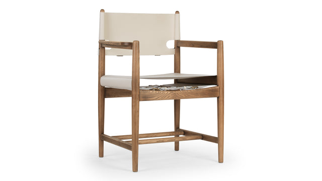 Aksel - Aksel Armchair, Coconut Cream Vegan Leather and Walnut Stain