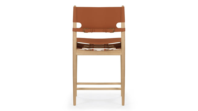 Aksel - Aksel Counter Stool, Whiskey Brown Vegan Leather and Ash