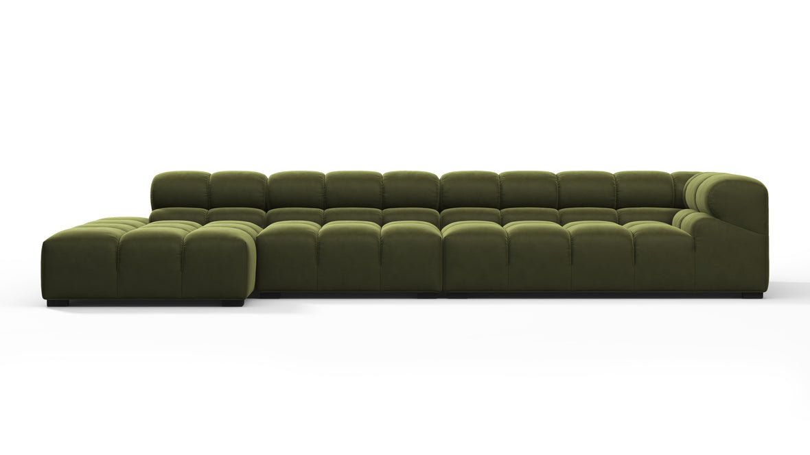 Tufty - Tufty Sectional, Large, Left Chaise, Thyme Luxe Velvet