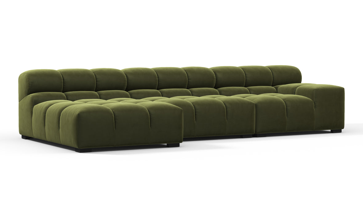 Tufty - Tufty Sectional, Small, Left Chaise, Thyme Luxe Velvet