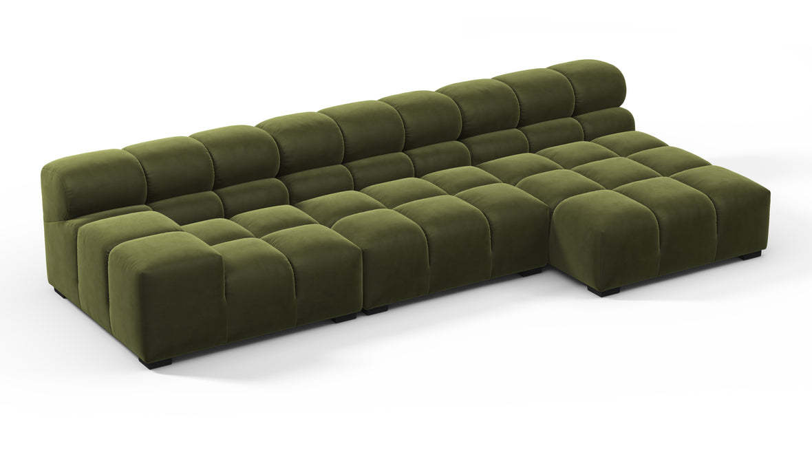 Tufty - Tufty Sectional, Small, Right Chaise, Thyme Luxe Velvet