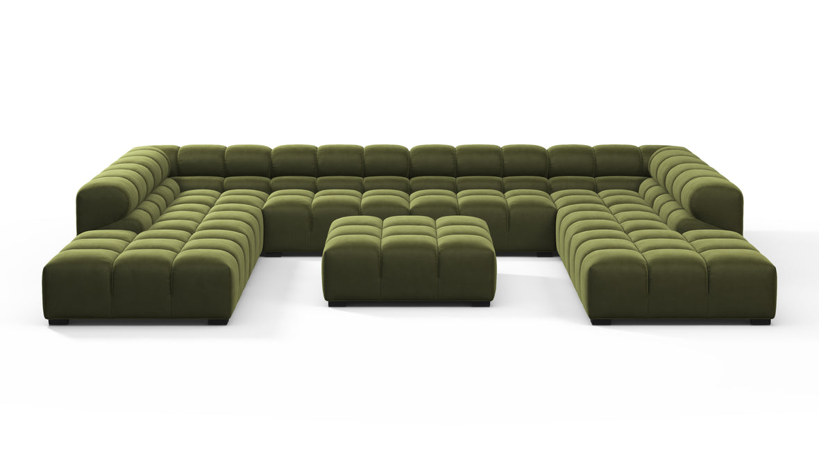 Tufty - Tufty Sectional, U Shape, Thyme Luxe Velvet