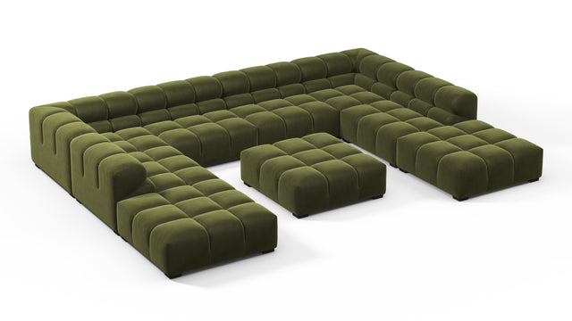 Tufty - Tufty Sectional, U Shape, Thyme Luxe Velvet