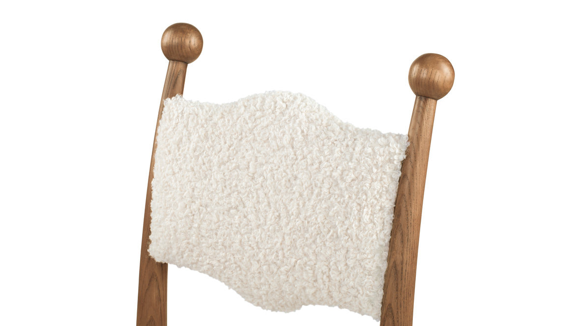 Boheme - Boheme Side Chair, Cream Teddy Sherpa and Walnut Stain