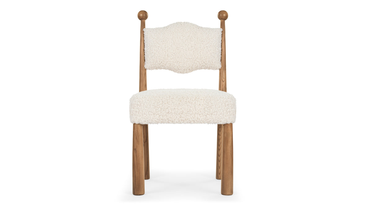 Boheme - Boheme Side Chair, Cream Teddy Sherpa and Walnut Stain