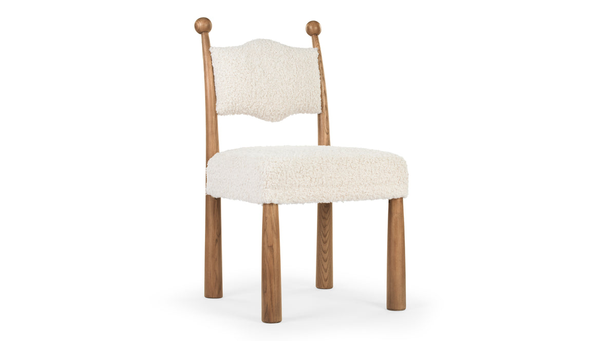 Boheme - Boheme Side Chair, Cream Teddy Sherpa and Walnut Stain