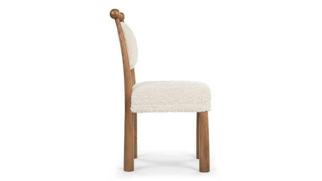 Boheme - Boheme Side Chair, Cream Teddy Sherpa and Walnut Stain