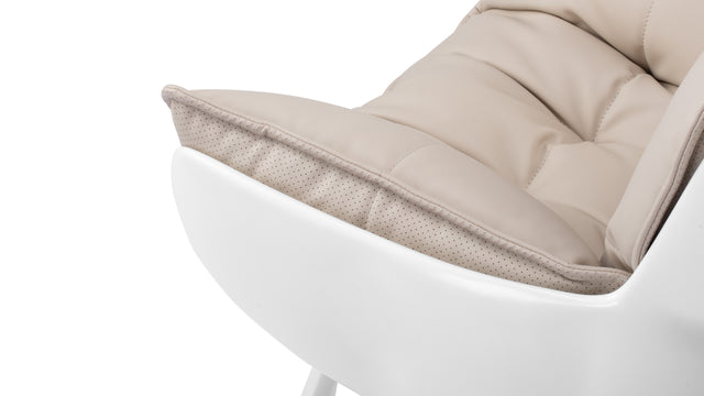 Husk - Husk Armchair, Latte Vegan Leather and White