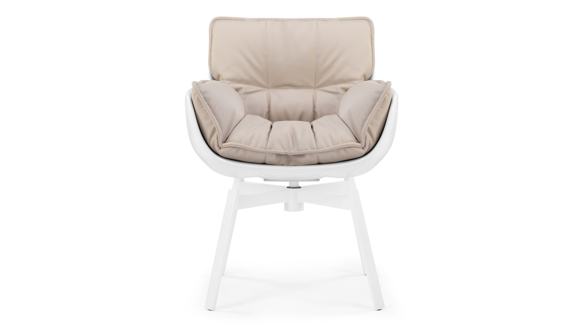 Husk - Husk Armchair, Latte Vegan Leather and White