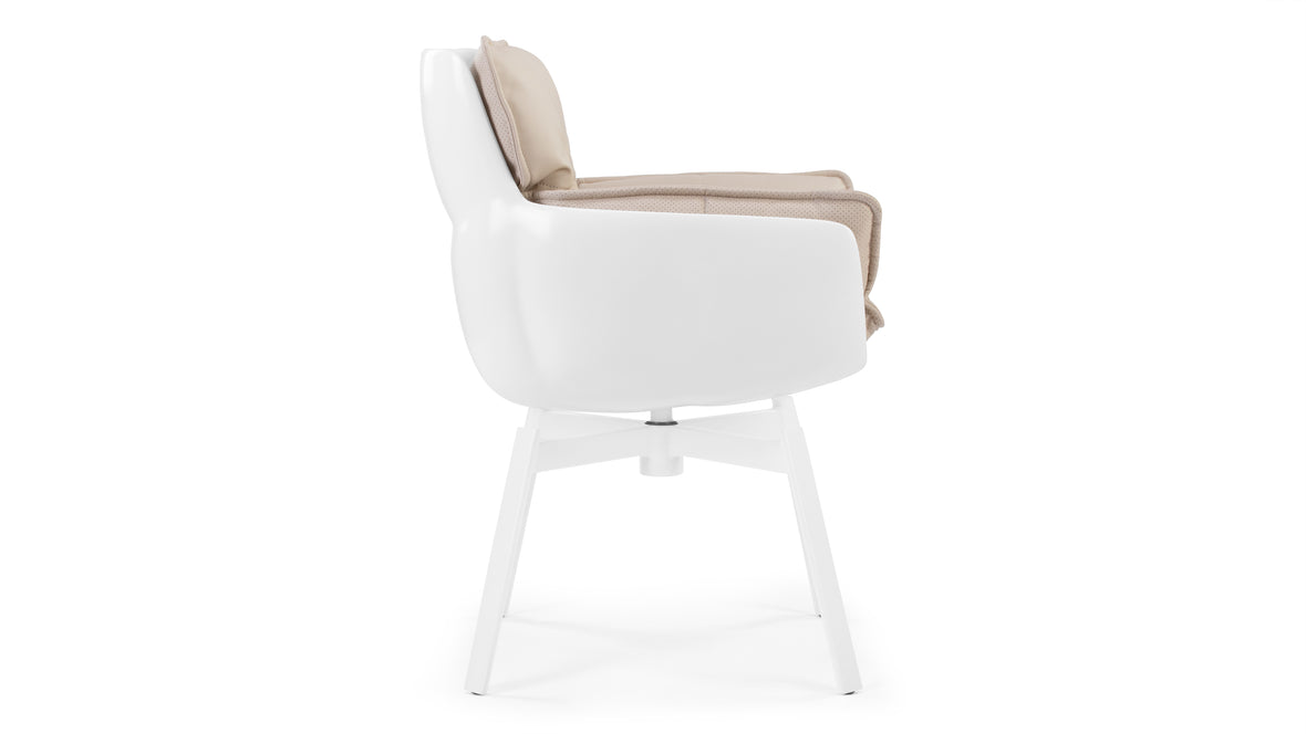 Husk - Husk Armchair, Latte Vegan Leather and White