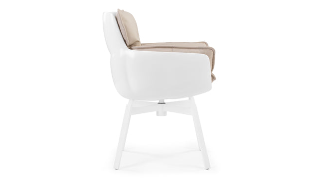 Husk - Husk Armchair, Latte Vegan Leather and White