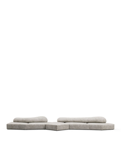 Sectionals On the Rocks Sofa, Five Seater, Dove Textured Chenille