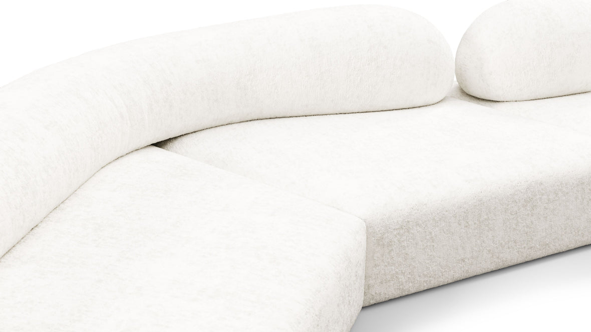 On the Rocks - On the Rocks Sofa, U Shape, White Textured Chenille