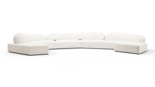 On the Rocks - On the Rocks Sofa, U Shape, White Textured Chenille