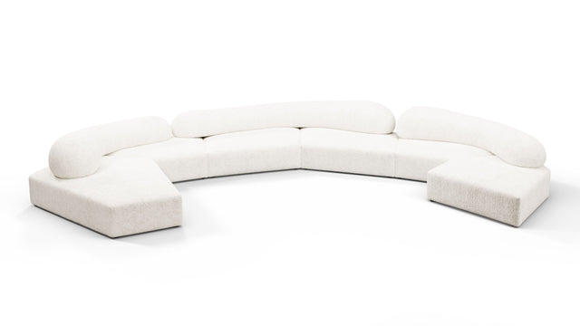 On the Rocks - On the Rocks Sofa, U Shape, White Textured Chenille