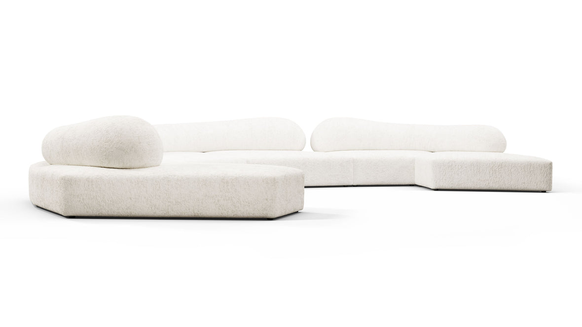 On the Rocks - On the Rocks Sofa, U Shape, White Textured Chenille