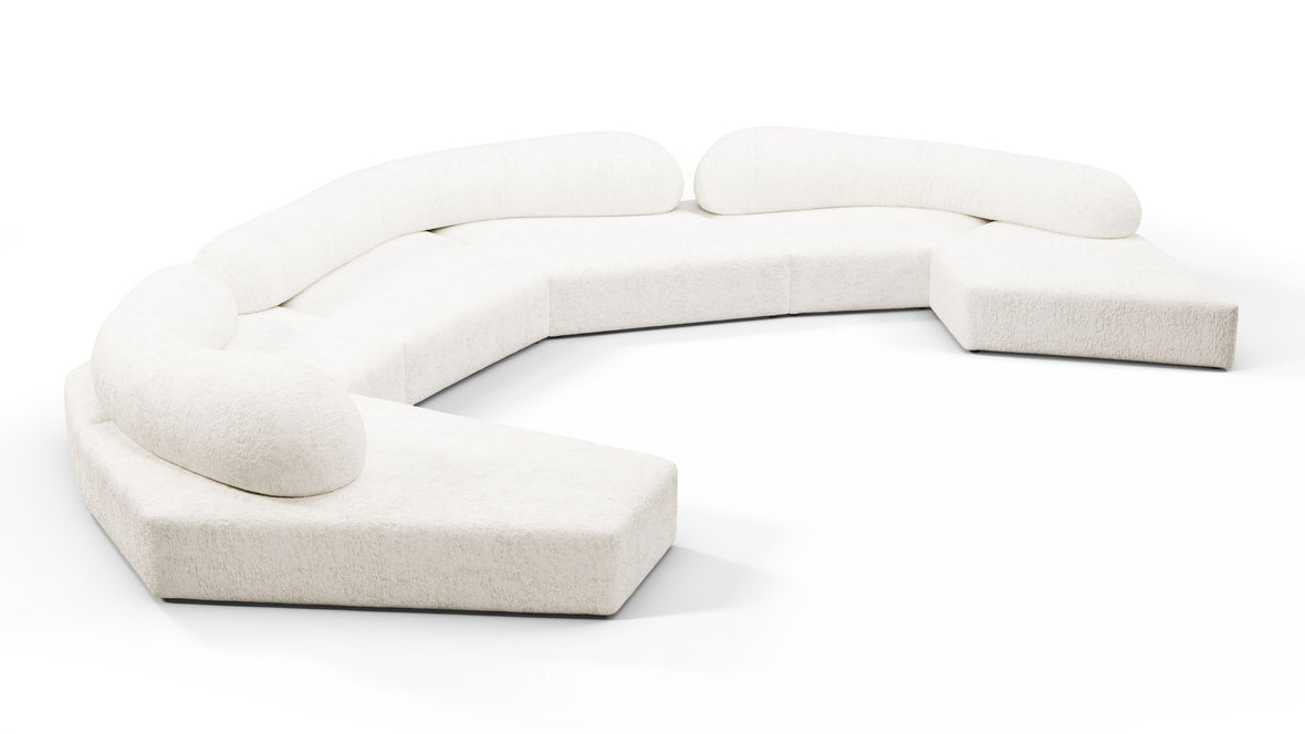 On the Rocks - On the Rocks Sofa, U Shape, White Textured Chenille
