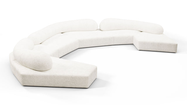 On the Rocks - On the Rocks Sofa, U Shape, White Textured Chenille