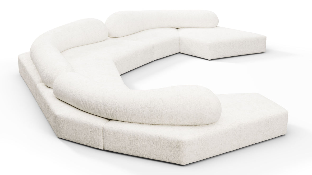 On the Rocks - On the Rocks Sofa, U Shape, White Textured Chenille