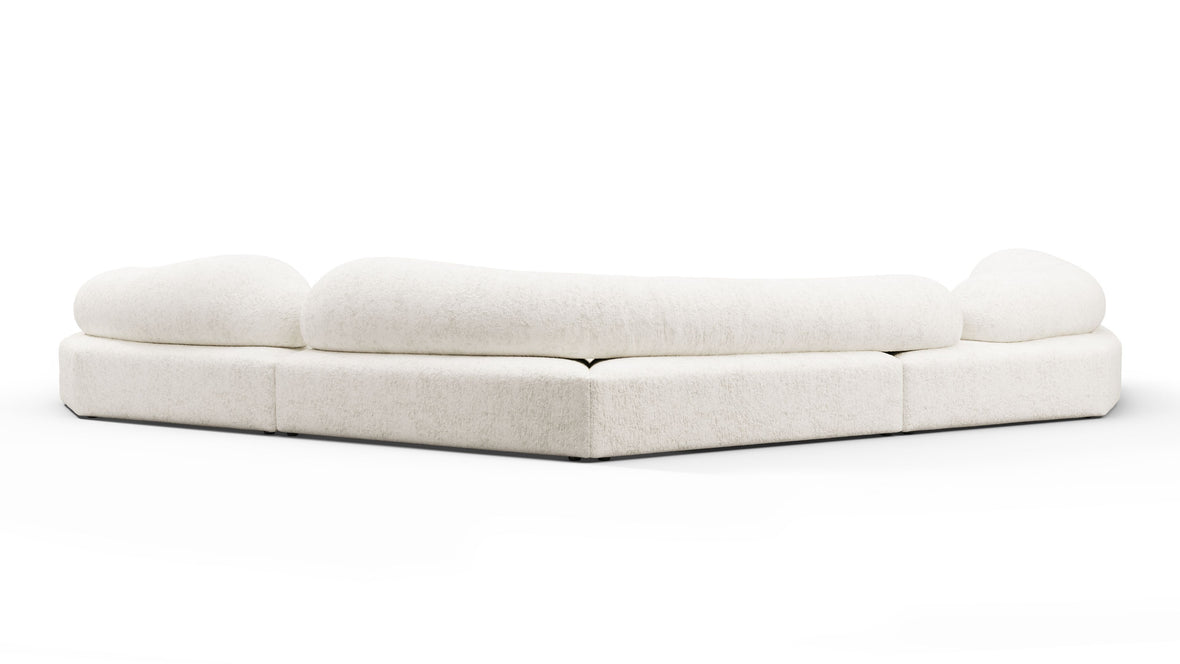 On the Rocks - On the Rocks Sofa, U Shape, White Textured Chenille