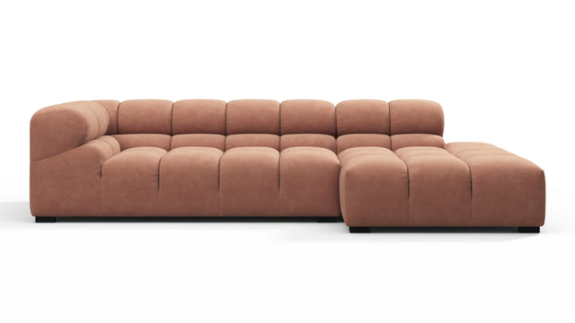 Tufty - Tufty Sectional, Small L, Right, Mocha Mousse Vegan Suede