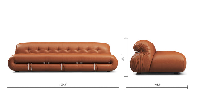 Soriana - Soriana Three Seater Sofa, Tan Premium Leather