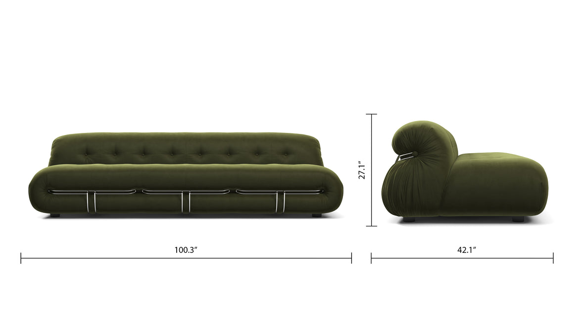 Soriana - Soriana Three Seater Sofa, Thyme Luxe Velvet