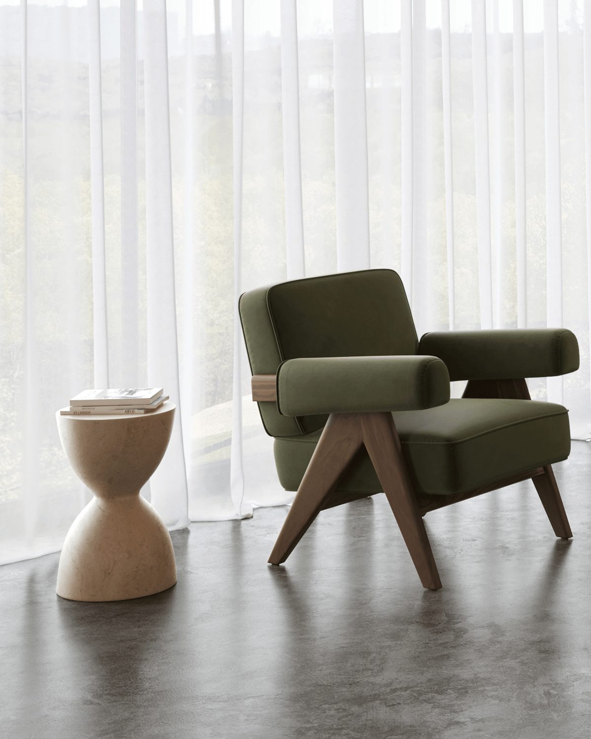Apollo Side Table, Travertine – Interior Icons