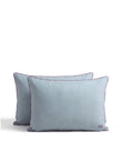 Bedding Percale 100% Cotton Pillow Case (Set of 2), Blue with Red Trim