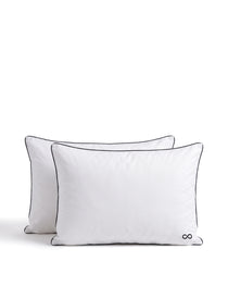 Percale 100% Cotton Pillow Case (Set of 2), White with Black Trim