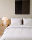Bedding Percale 100% Cotton Pillow Case (Set of 2), White with Black Trim
