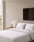 Bedding Percale 100% Cotton Pillow Case (Set of 2), White with Black Trim