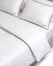Bedding Percale 100% Cotton Pillow Case (Set of 2), White with Black Trim