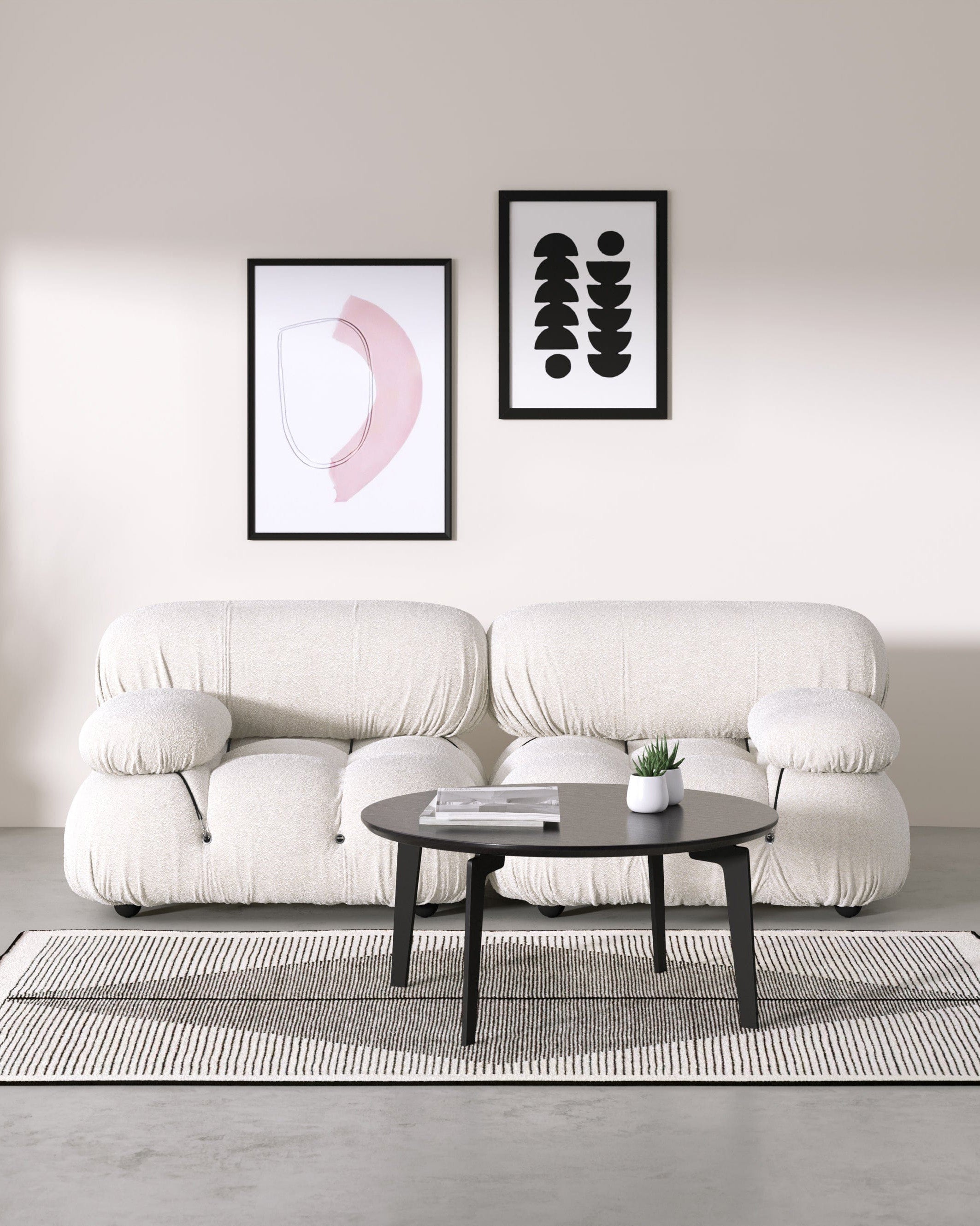 Mario Bellini Two Seater Sofa, White Boucle – Interior Icons