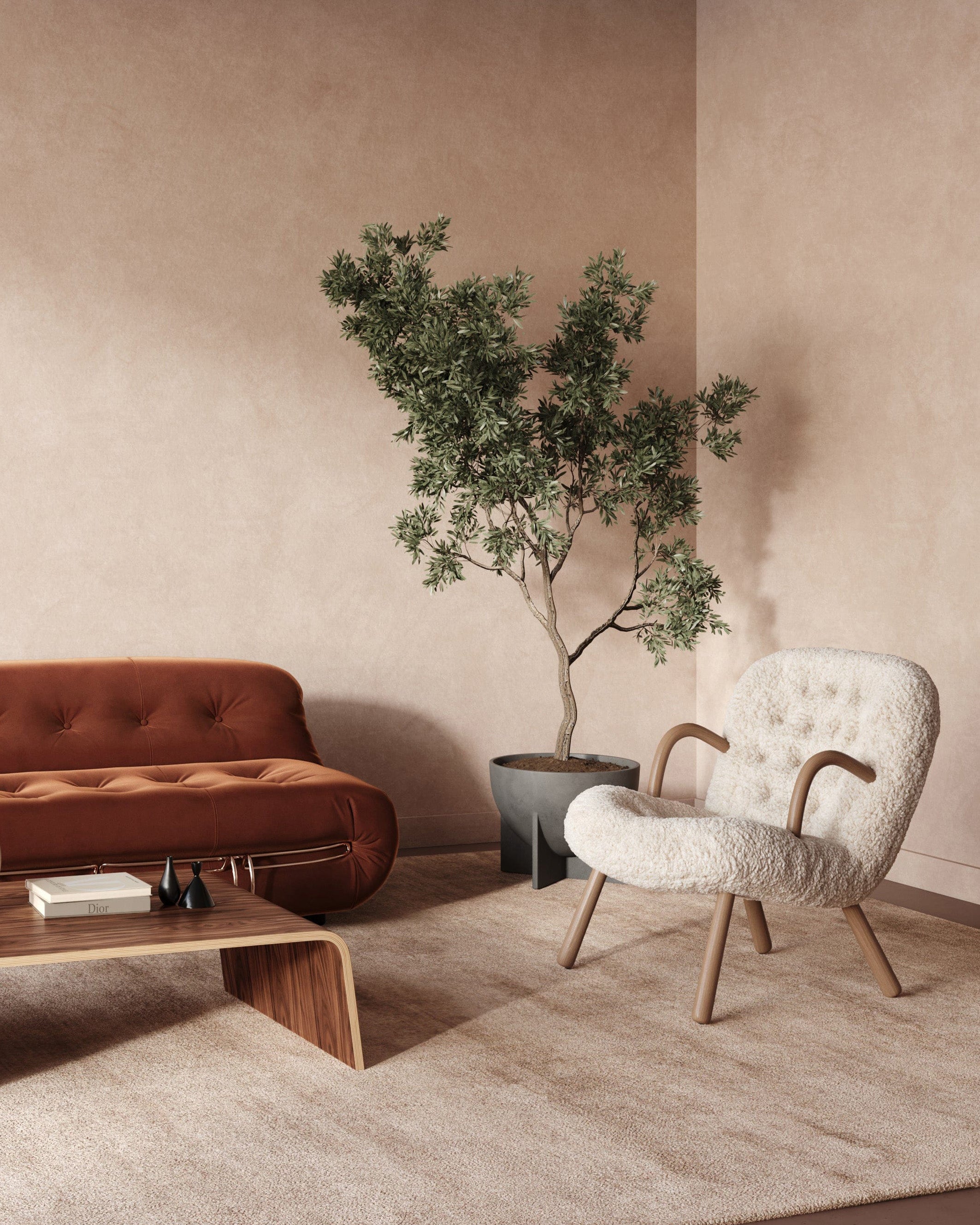 Clam Chair, Natural Luxe Sheepskin – Interior Icons