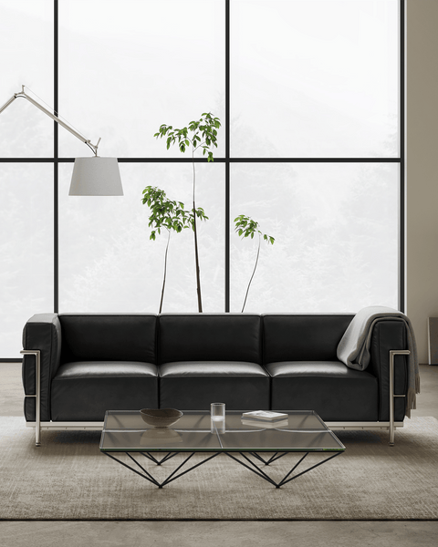 Corbusier Grand Modele Three Seater Sofa, Midnight Black Premium