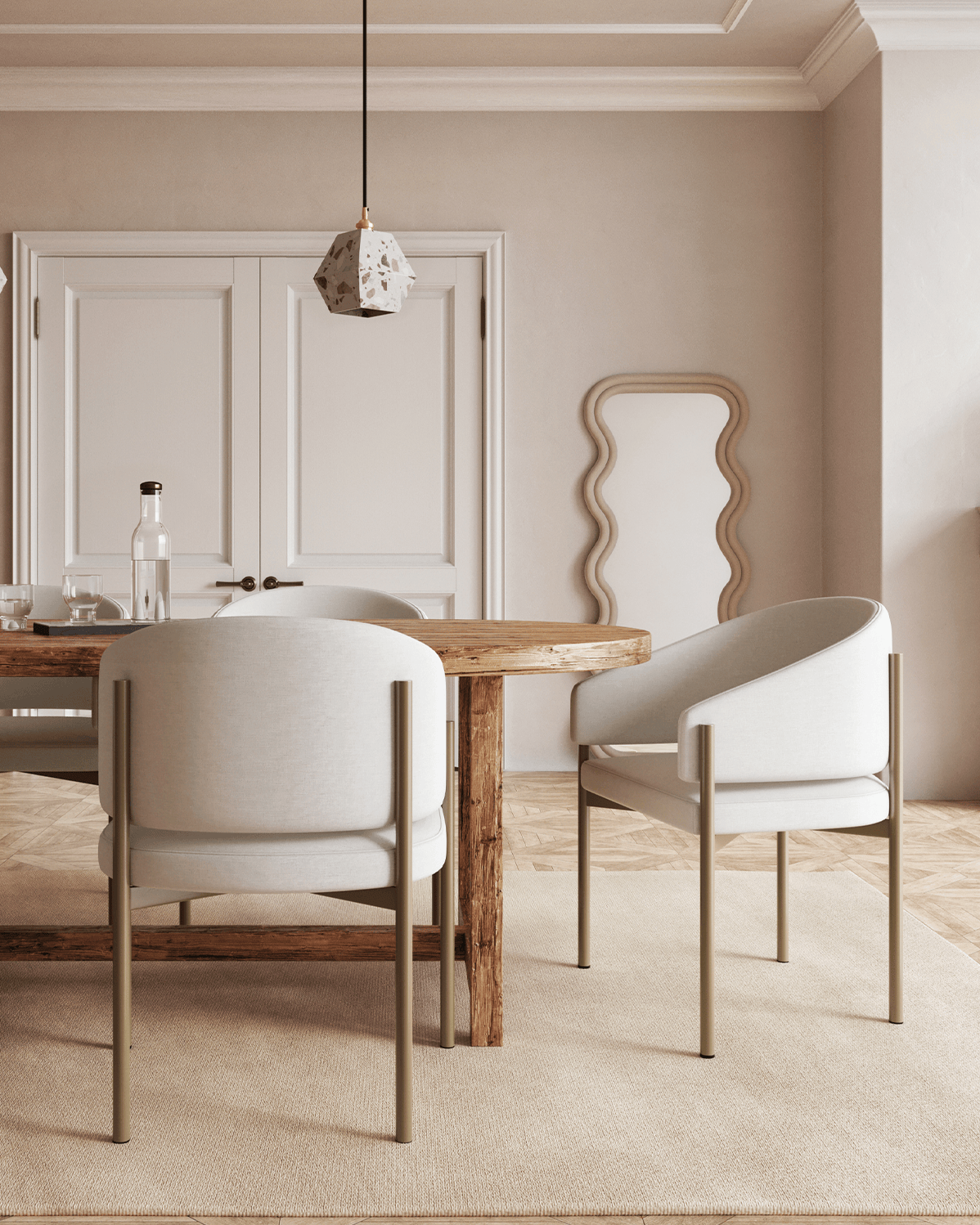 Esme Dining Chair, Oatmeal Brushed Weave and Brushed Brass – Interior Icons