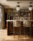 Bar & Counter Stools Esme Bar Stool, Latte Vegan Suede and Brushed Brass