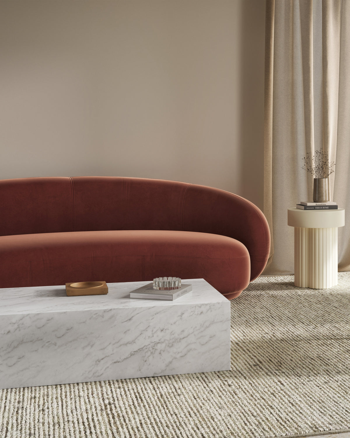 Plinth Coffee Table, White Marble – Interior Icons